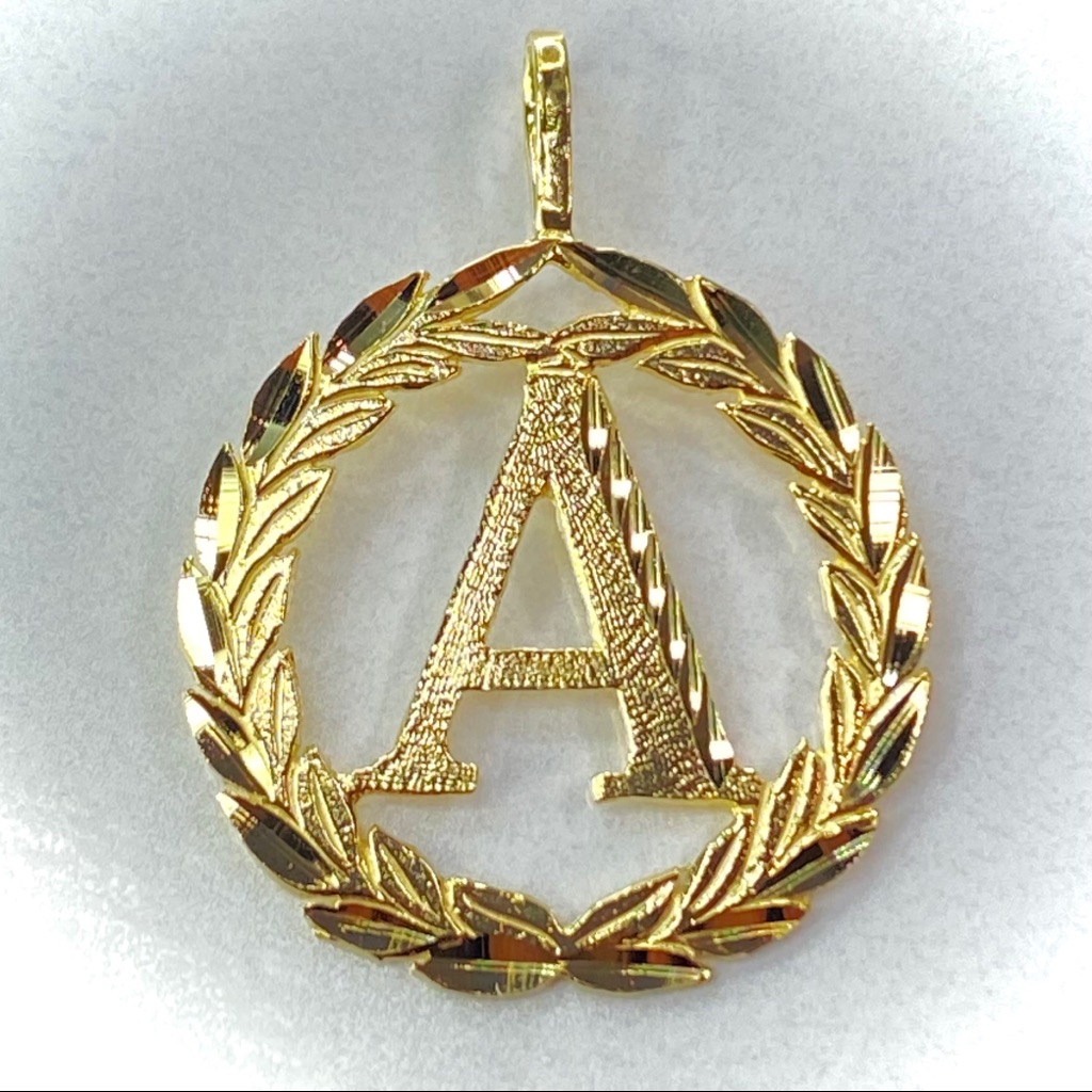 14k Solid Gold Letter Initial A Pendant Charm